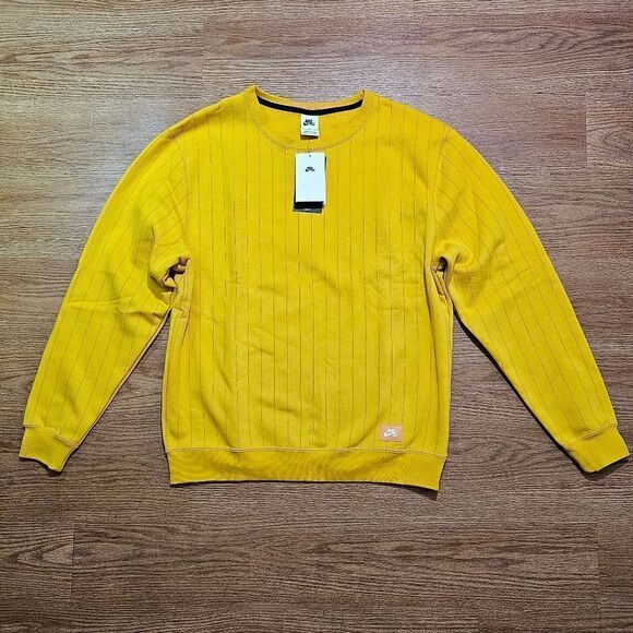 Nike SB Skate Crew Sweatshirt Unisex Men's S Yellow Pullover Fleece DH2636-743 - Picture 1 of 8